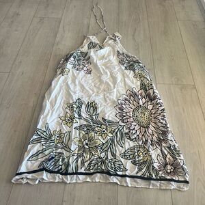 LOFT Garden Halter Swing White Floral Dress size m